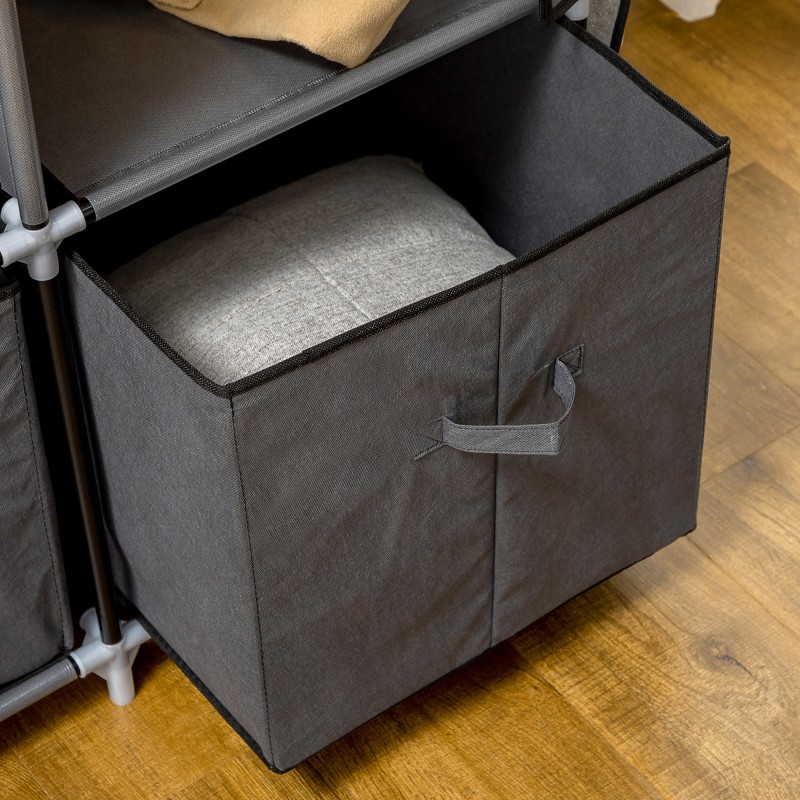 Kangaskaappi vaatteille, teräsrunko ja vlies-päällinen, 125 x 43 x 162,5 cm, tummanharmaa