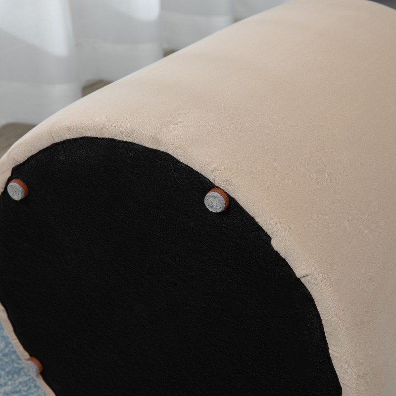 Säilytysrahi 2-in-1 samettipintainen Ø44 x 47,5 cm beige, käännettävä irrotettava kansi