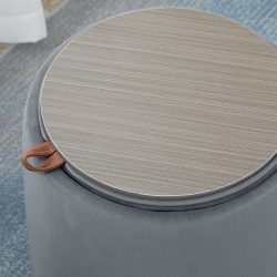 Säilytysrahi sohvapöydäksi, samettipinta, Ø44 x 47,5 cm, harmaa