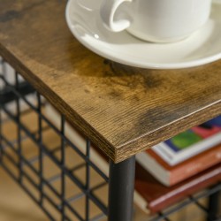 Keittiövaunu teräs ja puukuvio 40 x 30 x 62 cm, 1 hylly, teräskori, pyörillä, musta/ruskea