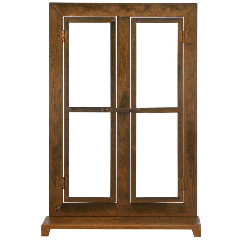 Puutarhan koristeikkuna ulkokäyttöön, metalli, 55 x 19 x 80 cm, rustiikin ruskea