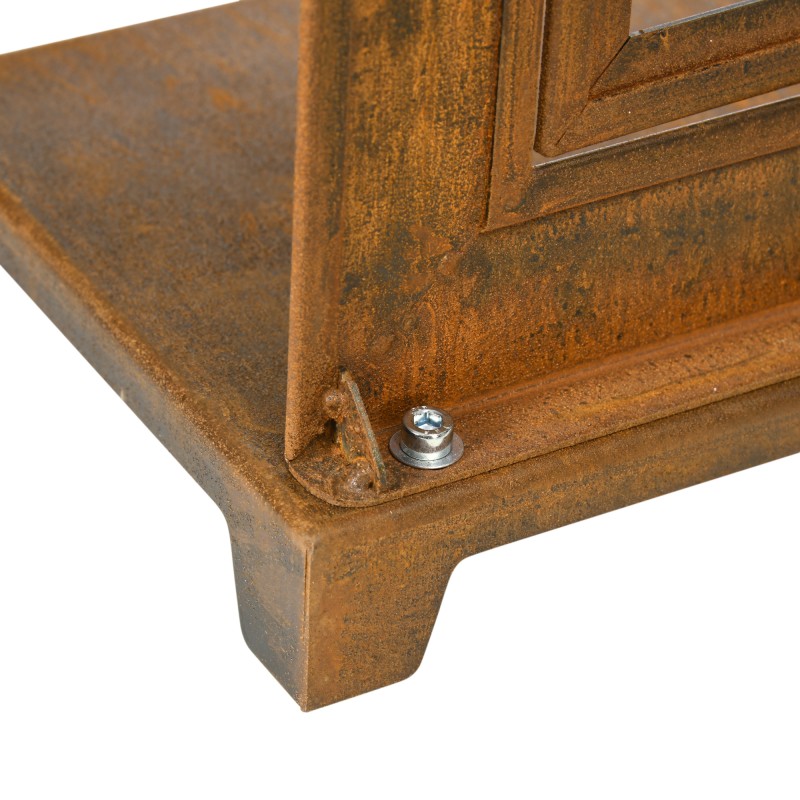 Puutarhan koristeikkuna ulkokäyttöön, metalli, 55 x 19 x 80 cm, rustiikin ruskea