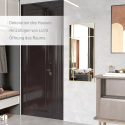 Seinäpeili metallikehyksellä 110 x 50 cm, ruudutettu monikerroslasi, kullansävyinen