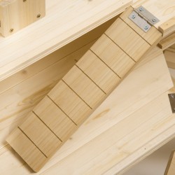 Pieneläinhäkki jyrsijöille, 3-tasoinen kuusipuuta ja metalliverkkoa, pleksilasi, 115 x 60 x 55 cm, luonnonpuu