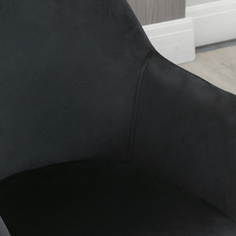 Ruokapöydäntuolit 2 kpl, samettijäljitelmä, kumipuujalat, 54x57x80 cm, musta