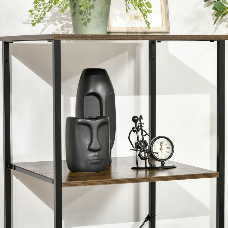 Säilytyshylly laatikoilla, teräsrunko ja MDF, 44 x 40 x 155 cm, rustiikin ruskea