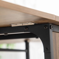 Taittopöytä pyörillä, lastulevy/metalli, 130 x 80 x 74 cm, ruskea