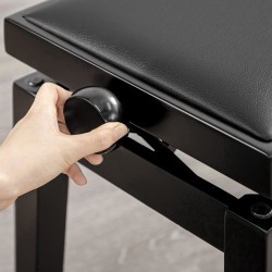 Pianotuoli korkeussäädettävä tekonahka ja kumipuu 63 x 33 x 45–56 cm musta