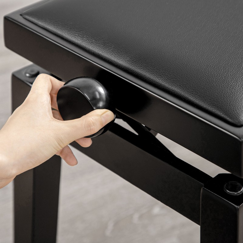 Pianotuoli korkeussäädettävä tekonahka ja kumipuu 63 x 33 x 45–56 cm musta