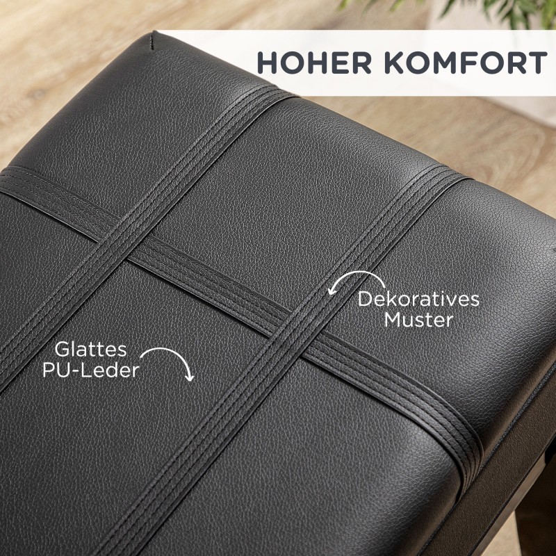 Pianotuoli säädettävä, säilytystilalla, keinonahka, puurunko, musta