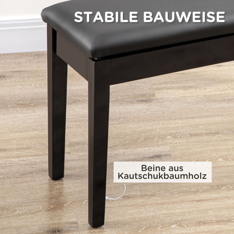 Pianojakkara 1 henkilölle, keinonahka, kumipuu, 75 x 35 x 49 cm, musta