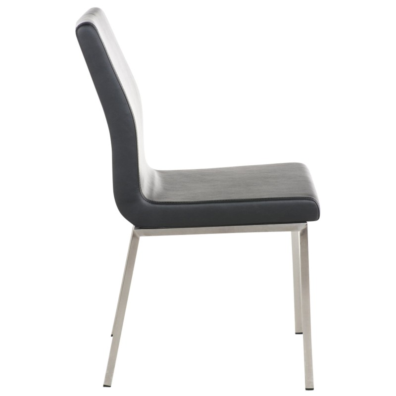 Tyylikäs Colmar-ruokailutuolipari keinonahalla ja teräsrungolla