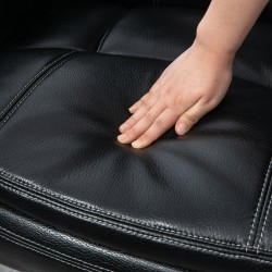 Lepotuoli jalkarahilla, keinonahkaa, säädettävä selkänoja, 360° kääntyvä, musta