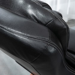 Lepotuoli jalkarahilla, keinonahkaa, säädettävä selkänoja, 360° kääntyvä, musta