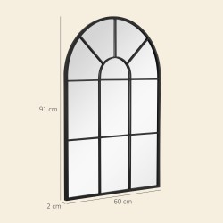 Seinäpeili ikkunamaisella mustalla metallikehyksellä 91 x 60 cm