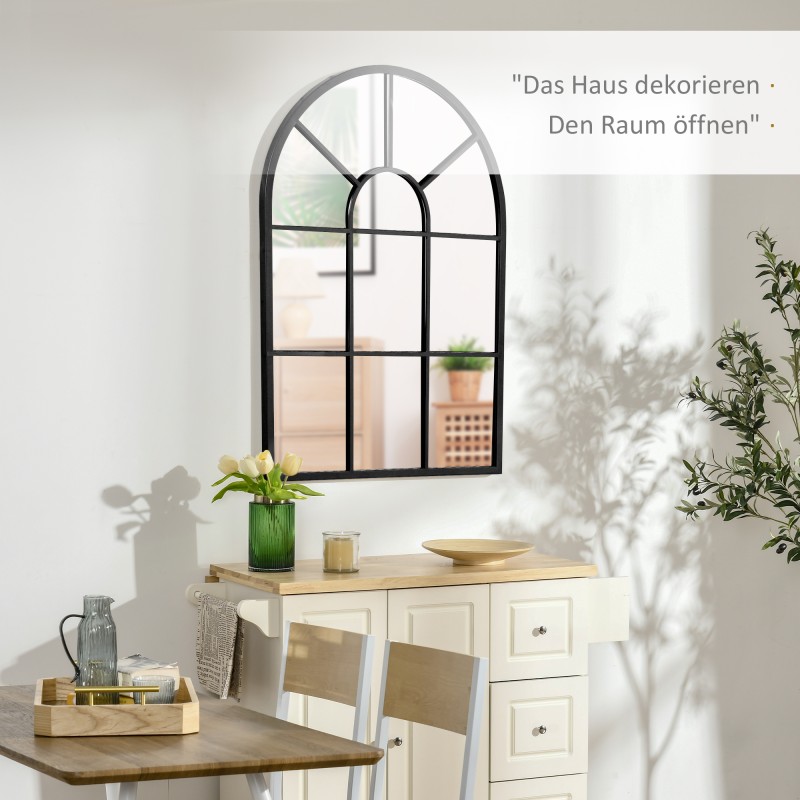 Seinäpeili ikkunamaisella mustalla metallikehyksellä 91 x 60 cm