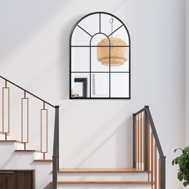 Seinäpeili ikkunamaisella mustalla metallikehyksellä 91 x 60 cm