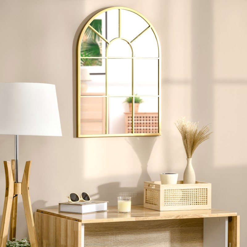 Seinäpeili ikkunamainen metallikehys 70 x 50 cm kultainen