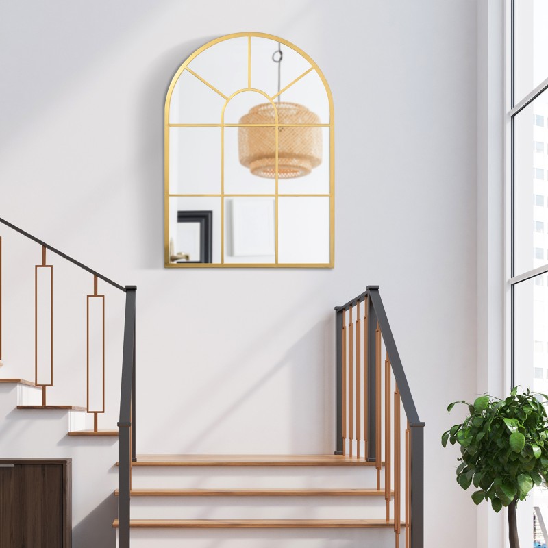 Seinäpeili ikkunamainen metallikehys 70 x 50 cm kultainen