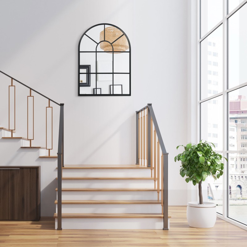 Seinäpeili ikkunamainen metallikehys 70x50 cm musta