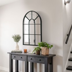 Seinäpeili ikkunamainen metallikehys 70x50 cm musta