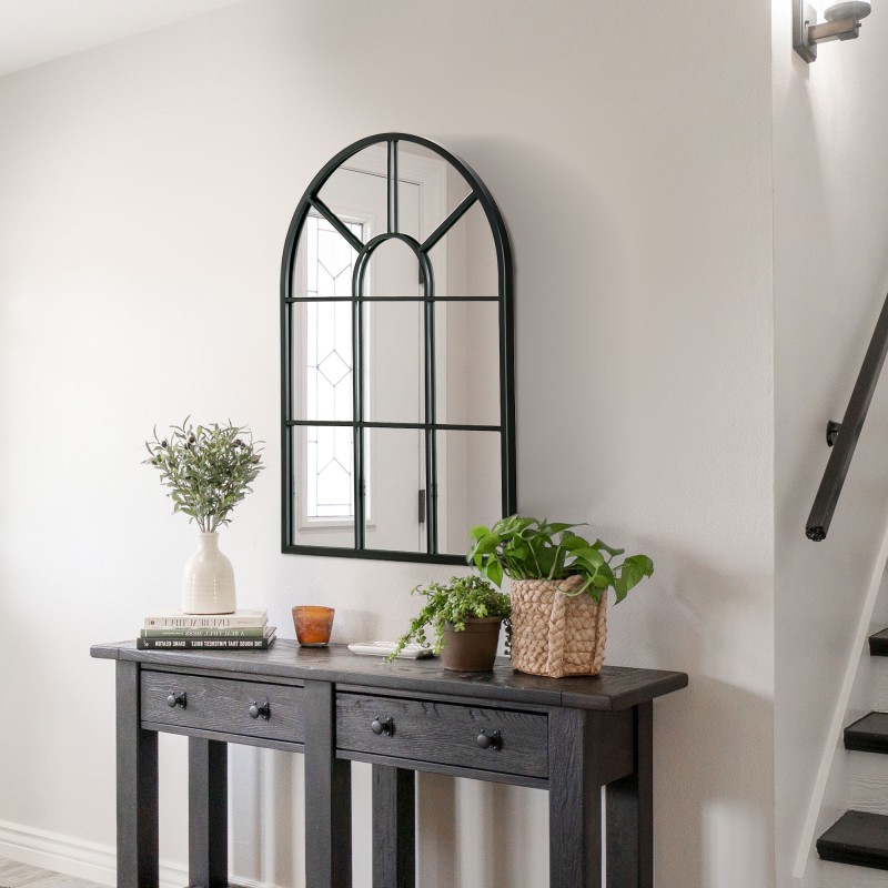 Seinäpeili ikkunamainen metallikehys 70x50 cm musta