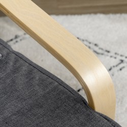 Lepotuoli säädettävällä jalkatuella, koivupuurunko, 66,5 x 94 x 100 cm, harmaa