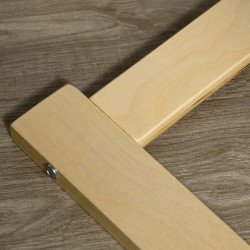 Nojatuoli ja jalkarahi setti, pellavamainen kangas, eukalyptusrunko, ruskea/luonnonvärinen puu