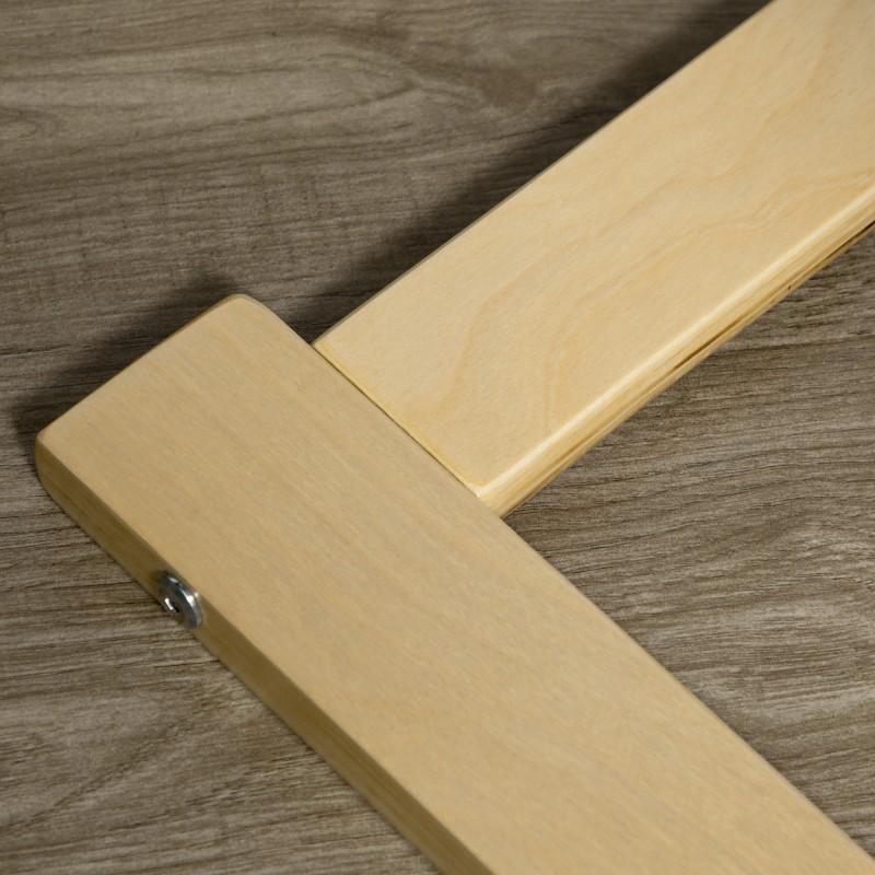 Nojatuoli ja jalkarahi setti, pellavamainen kangas, eukalyptusrunko, ruskea/luonnonvärinen puu