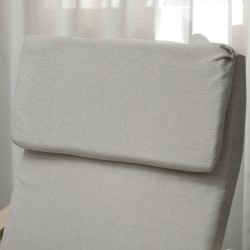 Nojatuoli ja rahi, pellavakankaan näköinen verhoilu, puurunko, max 120 kg, vaaleanharmaa/luonnonvärinen