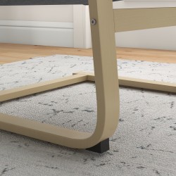 Nojatuoli niskatuella ja käsinojilla, pellavakuosia muistuttava kangas, eukalyptuspuurunko, harmaa/luonnonpuu