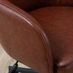 Työtuoli toimistoon, keinonahka, kallistustoiminto ja korkeussäätö, 58,5 x 62 x 83–91 cm, ruskea