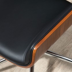 Työtuoli kotitoimistoon, keinonahkaa, keinuntatoiminto ja korkeussäätö, musta/hopea