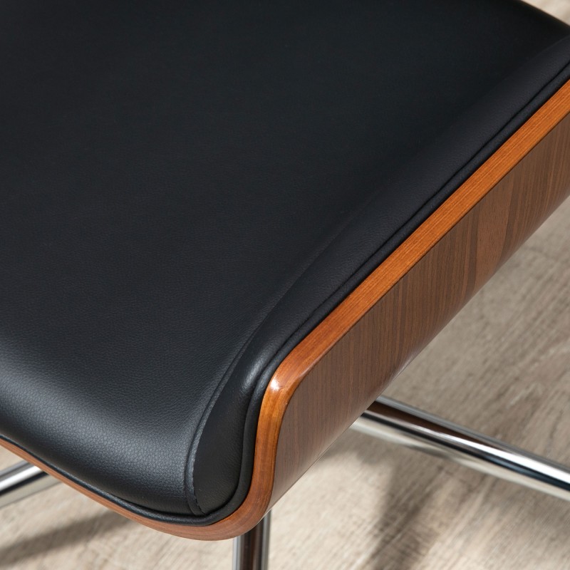 Työtuoli kotitoimistoon, keinonahkaa, keinuntatoiminto ja korkeussäätö, musta/hopea