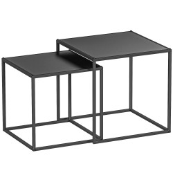 Sohvapöytäsetti teräsrunko 40x40x40 cm ja 35x35x35 cm 2 kpl musta