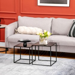 Sohvapöytäsetti teräsrunko 40x40x40 cm ja 35x35x35 cm 2 kpl musta