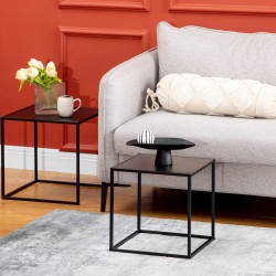 Sohvapöytäsetti teräsrunko 40x40x40 cm ja 35x35x35 cm 2 kpl musta