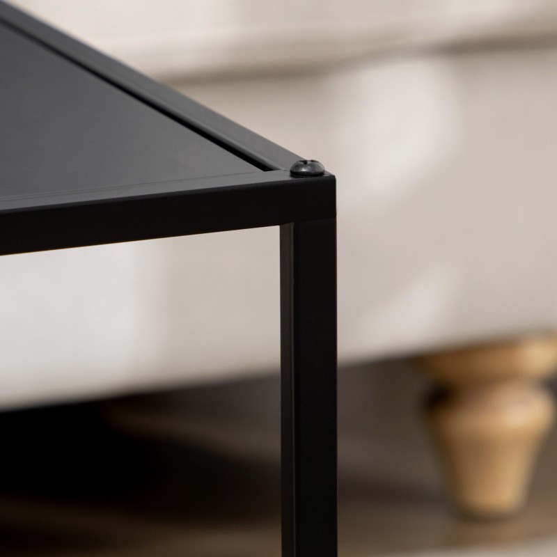 Sohvapöytäsetti teräsrunko 40x40x40 cm ja 35x35x35 cm 2 kpl musta