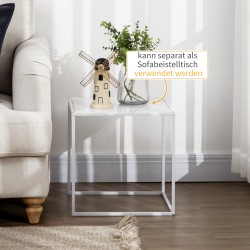 Sivupöytäsarja olohuoneeseen, 2 kpl, teräsrunko, 40x40 ja 35x35 cm, valkoinen