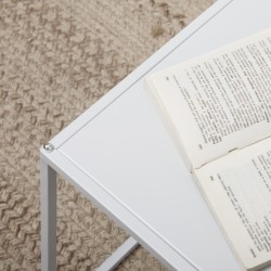 Sivupöytäsarja olohuoneeseen, 2 kpl, teräsrunko, 40x40 ja 35x35 cm, valkoinen