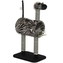 Raapimispuu kissalle zebra kuosi 3 raapimistolppaa ja tunneli 48 5 x 35 x 93 cm musta valkoinen