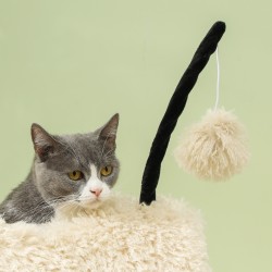 Kissan raapimapuu lampaan muotoinen tunneli ja lelu, 48 x 34 x 98 cm, vaaleanruskea