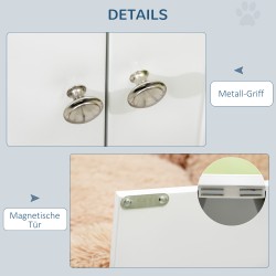 Koiran ruokintakaappi kahdella rosterikupilla 2×2 l, säilytystila 44 l, 60×30×35,5 cm, valkoinen