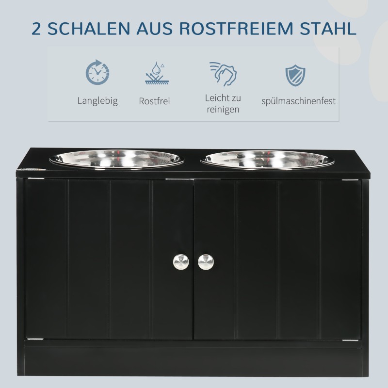 Koiran ruokintakaappi suurille koirille, 2 teräskuppia, 44 l säilytystila, musta