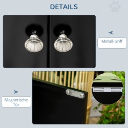 Koiran ruokintakaappi suurille koirille, 2 teräskuppia, 44 l säilytystila, musta