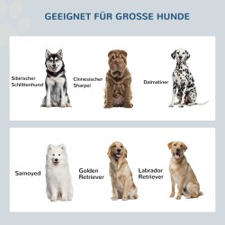 Korotettu ruokintataso suurille koirille, 2 ruostumattomasta teräksestä kuppia, 44 L säilytystila, harmaa