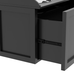 Koiran ruokinta-asema suurille koirille, 2x2 L teräskuppia, vetolaatikko, 60 x 30 x 36 cm, musta/hopea