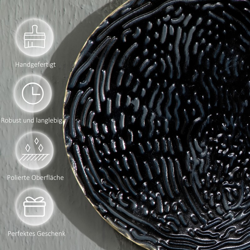 Metallinen 3D seinäkoriste ympyröillä 121 x 53 cm sininen kulta musta