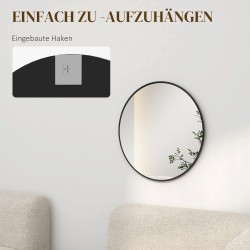 Seinäpeili pyöreä Ø61 cm alumiinikehys musta