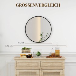 Seinäpeili pyöreä Ø61 cm alumiinikehys musta